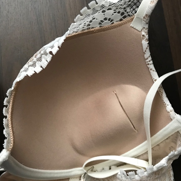 NWT Aerie Boho Real Power Plunge Push Up Joy Lace Trim Bra 34C Cream Flower - Picture 5 of 10